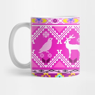 Cross stitch, ethnic pattern, Pixel Seamless, various animal patterns. Mug